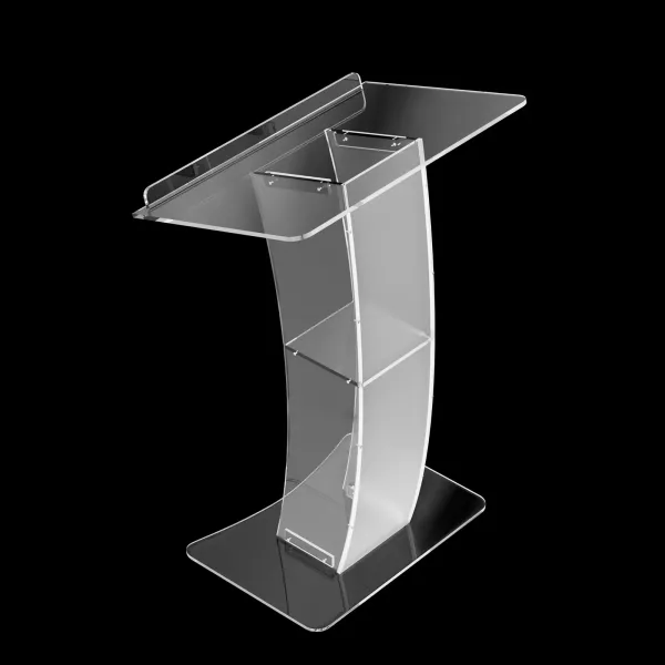 运输时玻璃容易破碎，暂时下架Acrylic Podium Lectern Stand up Church Pulpit with Storage Shelf Slanted